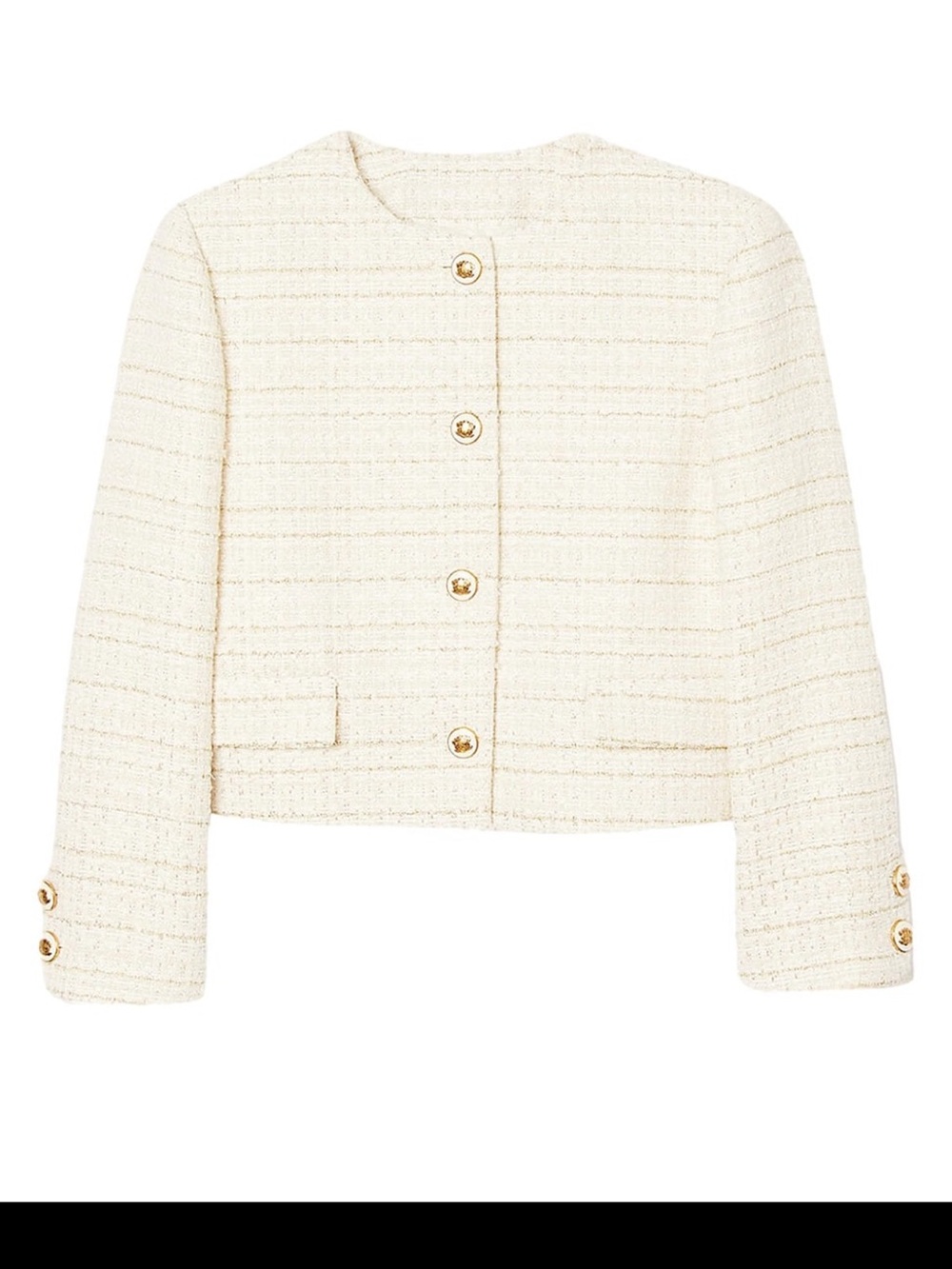 Sandro Tweed Jacket Ecru Gold - 38 (6)